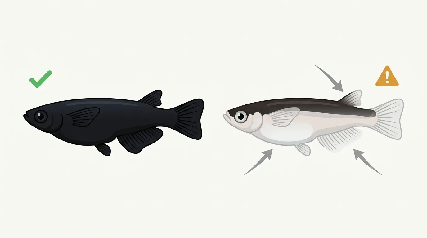 解説用イラスト: Assess the depth of black coloration across the entire body