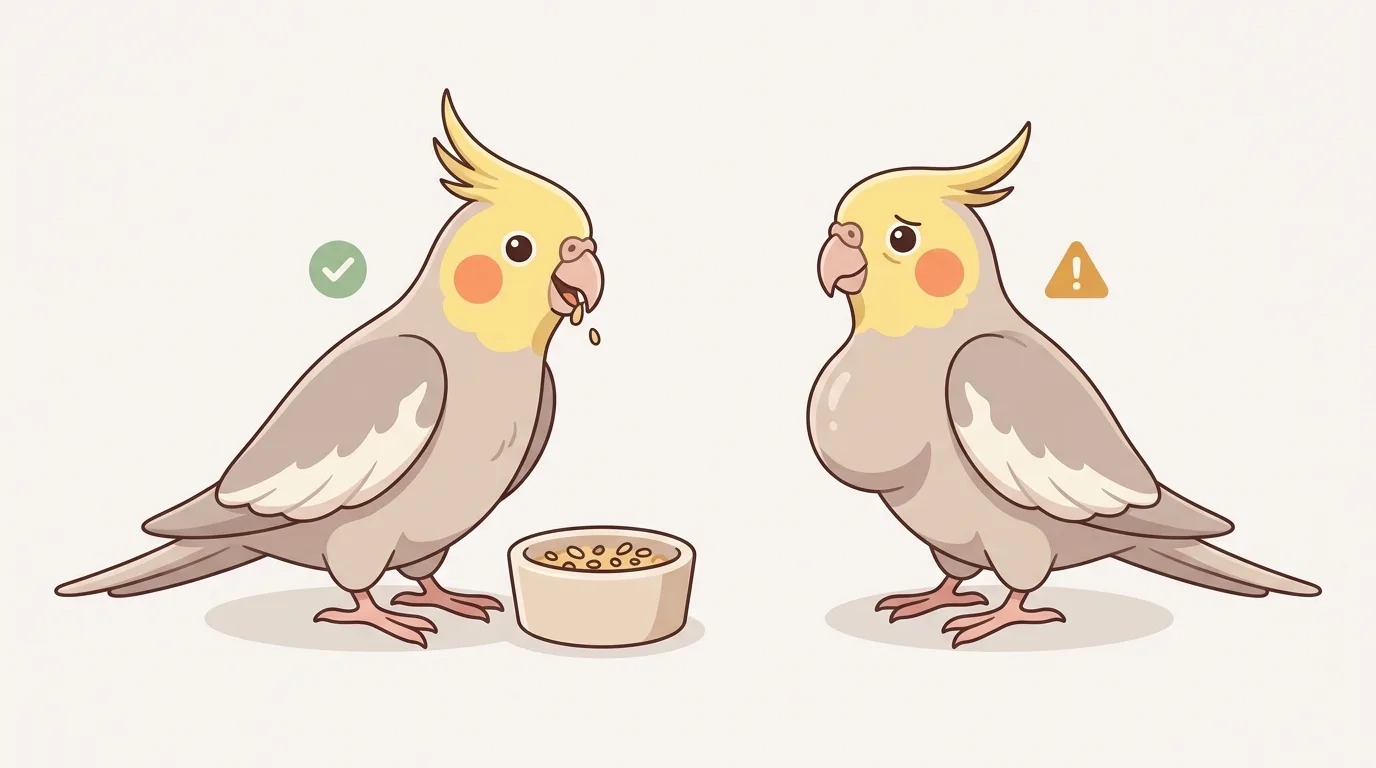 解説用イラスト: Check appetite and regurgitation.