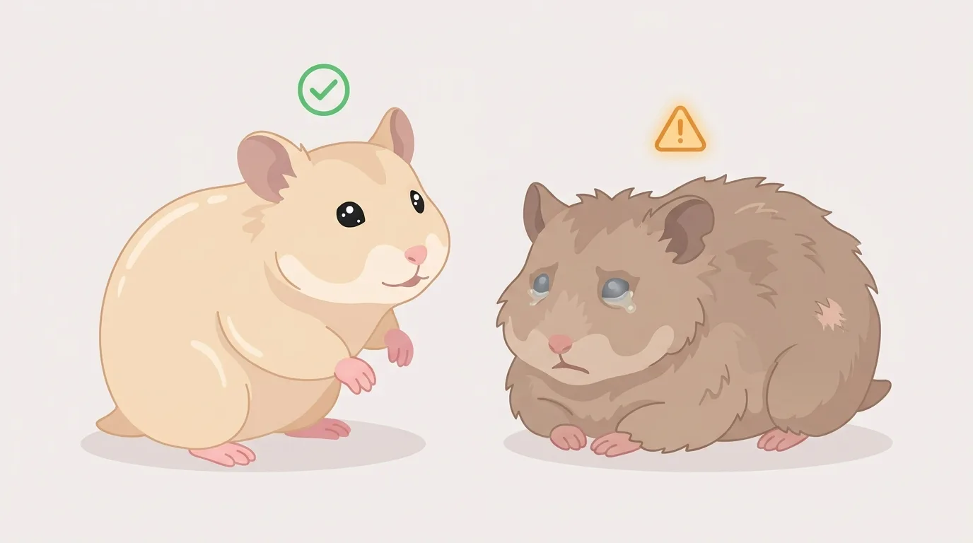 解説用イラスト: 被毛と目を確認する