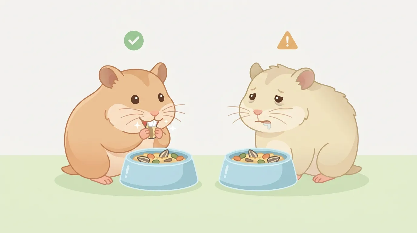 解説用イラスト: 歯と食欲を確認する