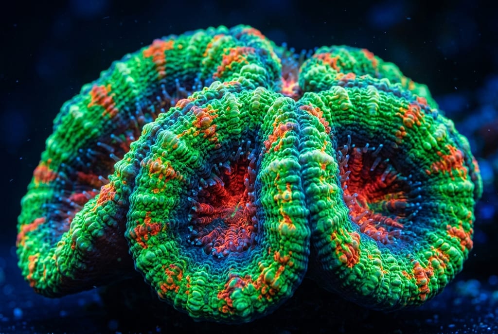 Lobophyllia under blue light (fluorescence)